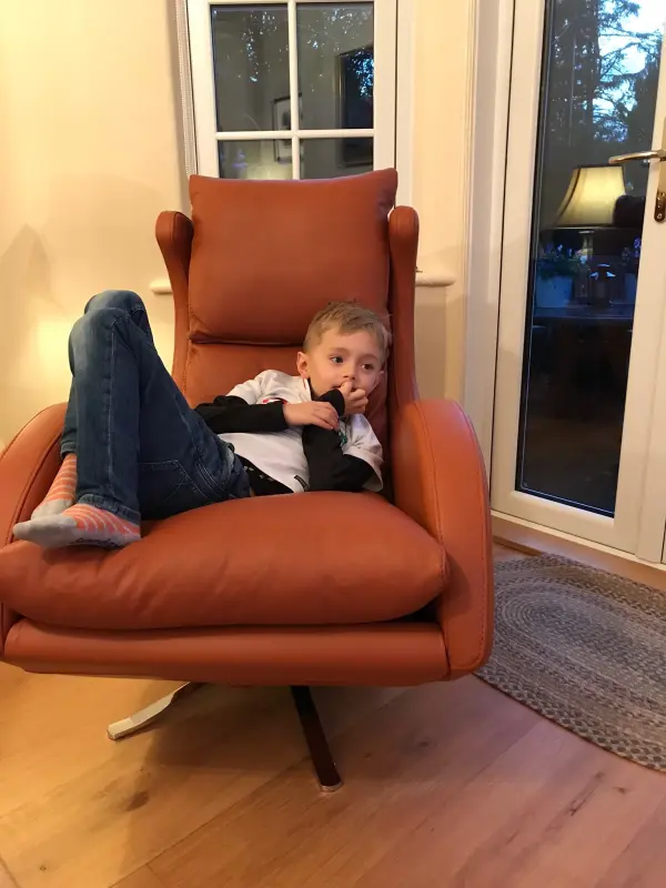 Rupert aged 6 loving his new chair