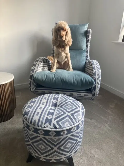 Rosie and her new Lenny chair