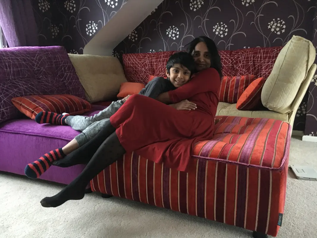 Squeezy cuddle on the new sofa!