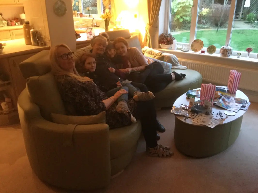 Enjoying the Fama after a visit to sweet shop.