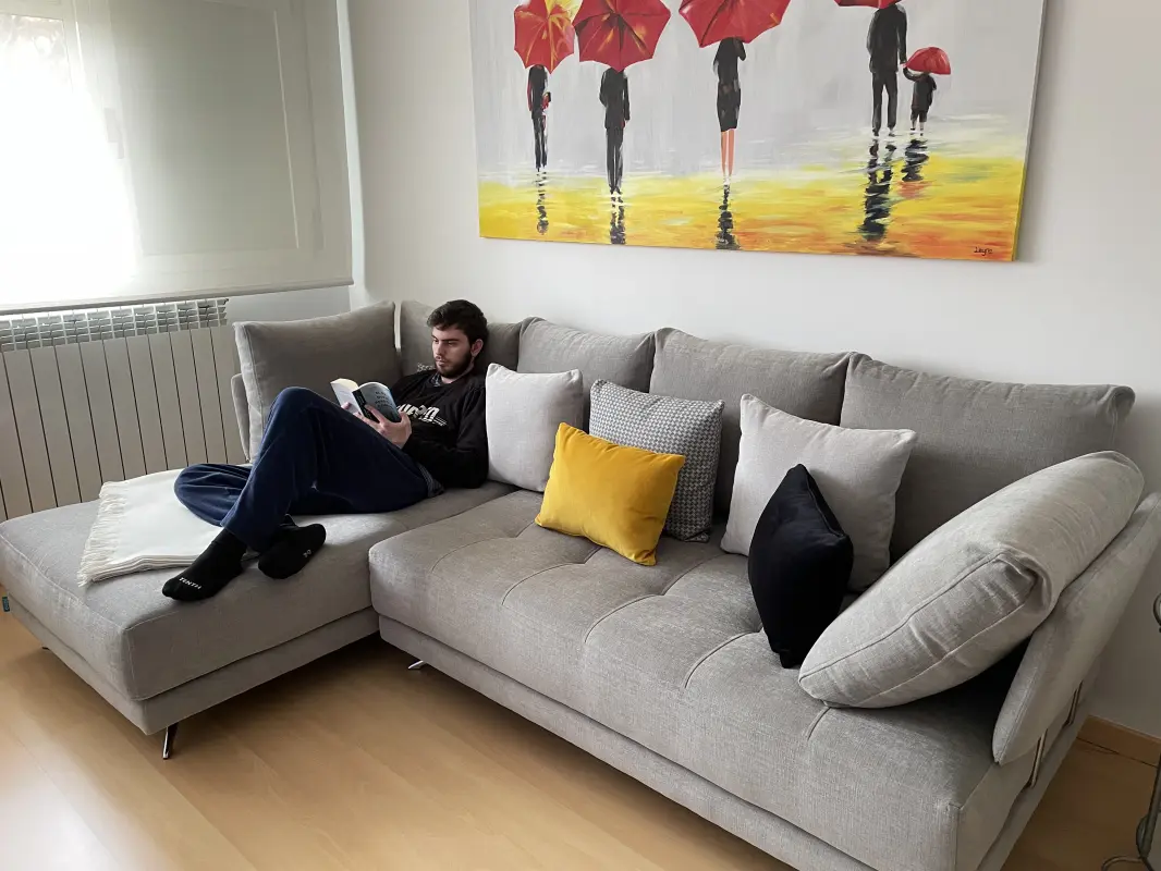 Disfrutando de un buen libro y sofá