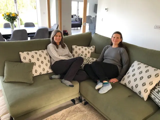 relaxing in our corner sofa