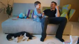 Toddler,dad and dog time :) while enjoying a glass of wine 