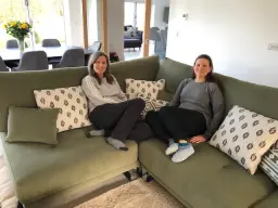 relaxing in our corner sofa