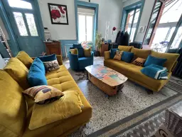 Salon yoga et fauteuil tissus velsatis