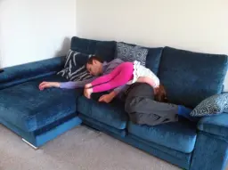 Daddy and poppet getting comfy