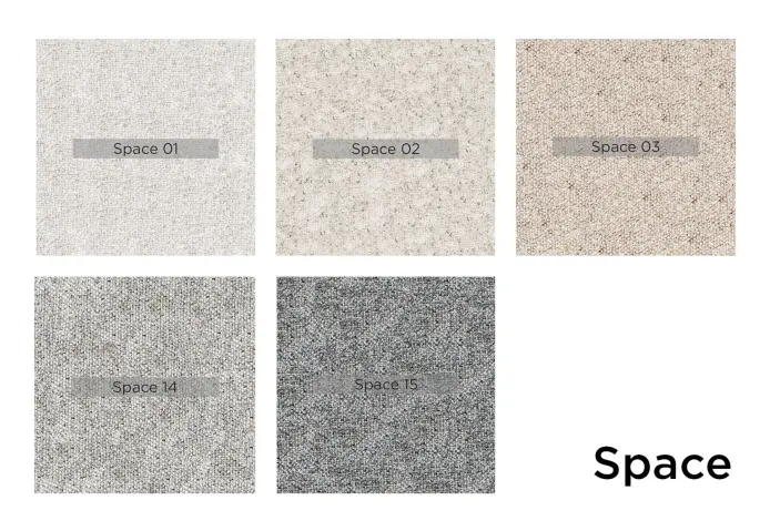 La colección Space ofrece una gama de tonos neutros y elegantes, perfectos para ambientes contemporáneos.